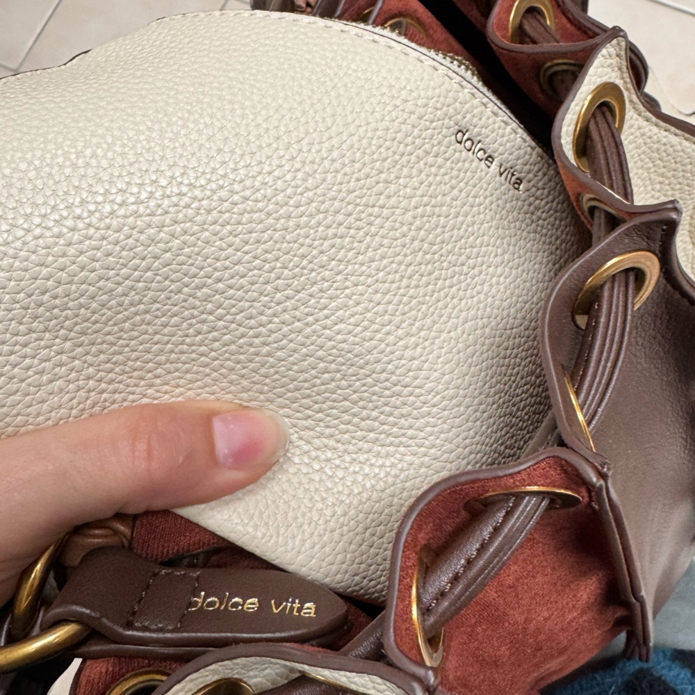 BRAND NEW Dolce Vita Wavy Panel Leather Tote - Brown, Tan & Cream - Picture 6 of 6